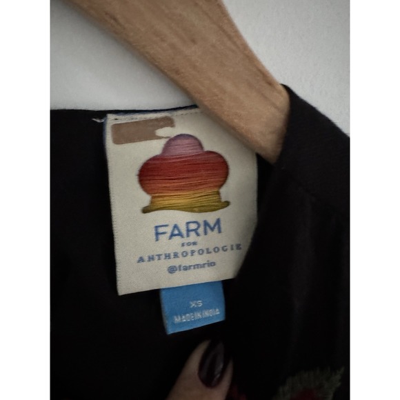 Farm Rio Anthropologie Black Embroidered Wide Leg Jumpsuit XS - Picture 5 of 8